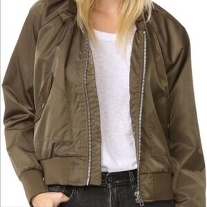 Free People Bomber Flight Jacket Olive Green Pockets Lightweight Size XS Coat